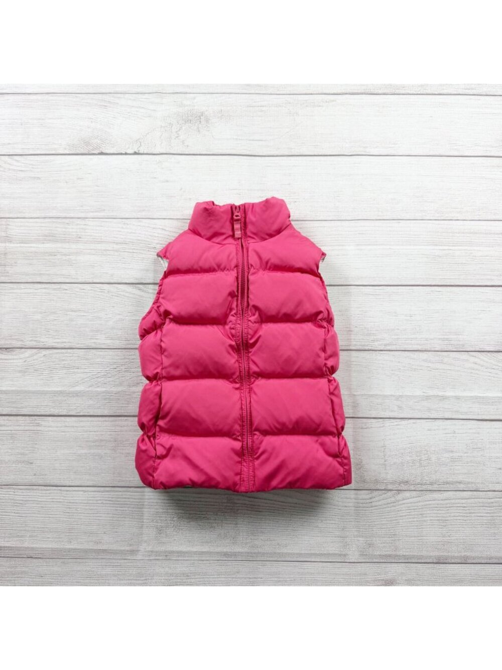 Lands' End Kids Puffer Vest Pink Quilted Zip Up Sleeveless Outerwear M 5-6 - Picture 1 of 5